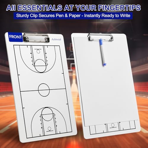 Premium Clipboard for Coaches, Durable Dry Erase WhiteBoard, Simplicity Sharpens Focus, Tactical Coaching Clip Boards, Sporting Goods Clipboards(Basketball) - style: Basketball