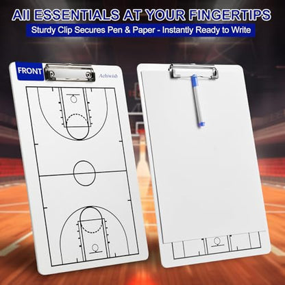 Premium Clipboard for Coaches, Durable Dry Erase WhiteBoard, Simplicity Sharpens Focus, Tactical Coaching Clip Boards, Sporting Goods Clipboards(Basketball) - style: Basketball