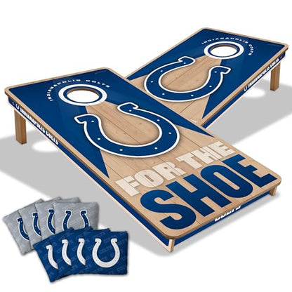 YouTheFan NFL 2' x 4' Slogan Series Professional Wood Cornhole Game with Logo Bags - color: Indianapolis Colts