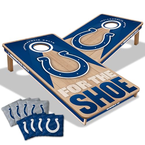 YouTheFan NFL 2' x 4' Slogan Series Professional Wood Cornhole Game with Logo Bags - color: Indianapolis Colts