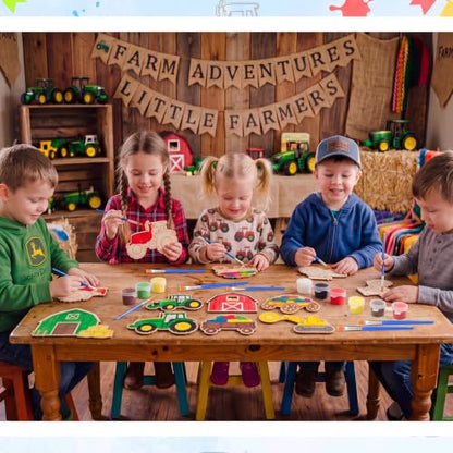 Saypacck 24 Pcs Party Favors Wooden Painting Craft Kits Birthday Party Supplies with Organza Bag for Goodie Bags Fillers Adult Thank You Gifts (Tractor Farm) - style: Tractor Farm