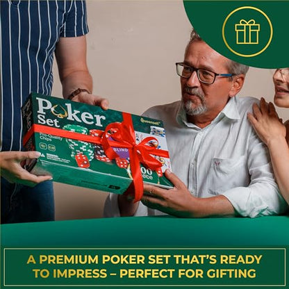 Queensell Poker Set with 300 Professional Weight Poker Chips for Texas Holdem – Poker Chip Set with Aluminum Carrying Case, Playing Cards, Dealer Buttons & Dice