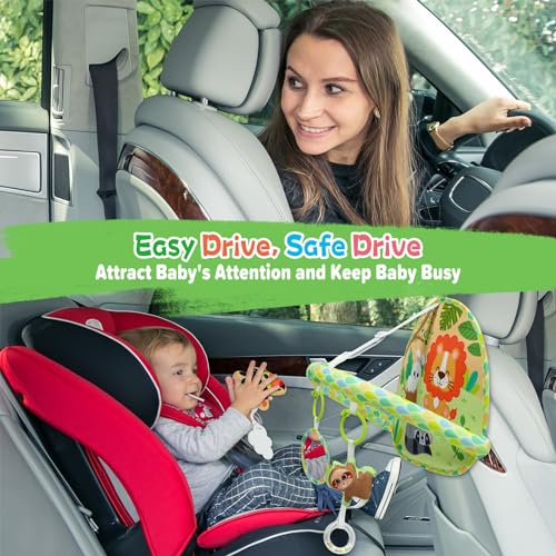 Dr.Rapeti Baby Car Seat Toy for Travel Rear Facing Double Sided Baby Travel Activity Car Seat Entertainment Toy Easy Drive Gift for Newborn Baby Infant