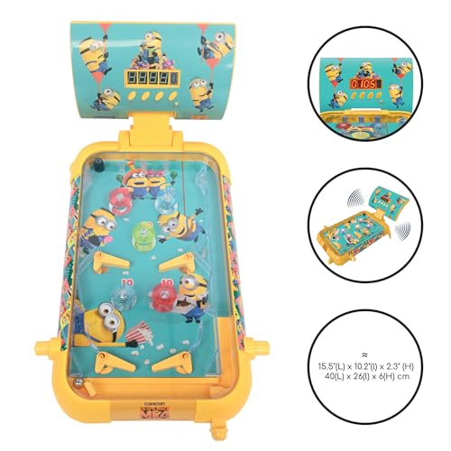Lexibook, Despicable Me, Electronic Table Pinball, Action & Reflex Games for Kids and Family, LCD Screen, Light and Sound Effects, Yellow/Blue, JG610DES