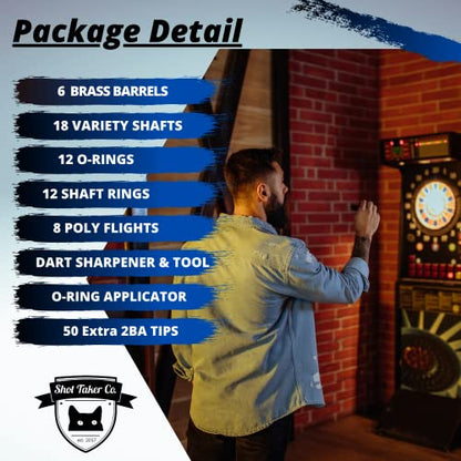 Soft Tip Darts Set - Professional Darts with Customizable Configuration, Aluminum & Plastic Shafts, O-Rings, Flights, Dart Tool, 50PC Extra 2BA Tips - color: 18g-Blue B-STC10442