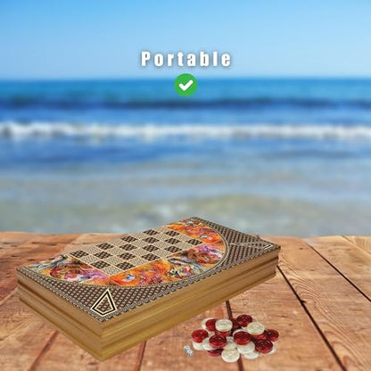 Classical Backgammon Set for Family and Friends with Fine Wooden Board and Magnetic Clothing, an Authentic Turkish Strategical Board Game for Travel, Outdoor or Indoor - Brown