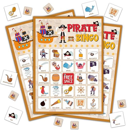 Pirate Party Game - Bingo Cards for Adults, 24 Players - color: Pirate