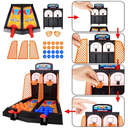 ArtCreativity Mini Basketball Tabletop Game with 20 Mini Balls or 24 Replacement Balls, 2-Player Desktop Arcade Basketball Toy for Kids and Adults - style: Basketball Game