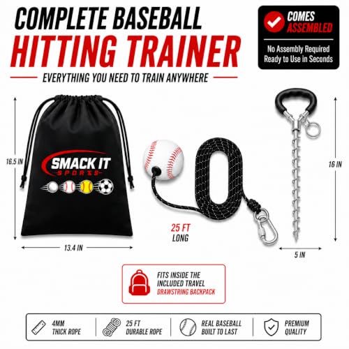 Baseball & Softball Swing Trainer – Practice Your Swing in The Backyard with a Real Ball & Get 50 Feet of Flight Feedback Ages - style: BASEBALL