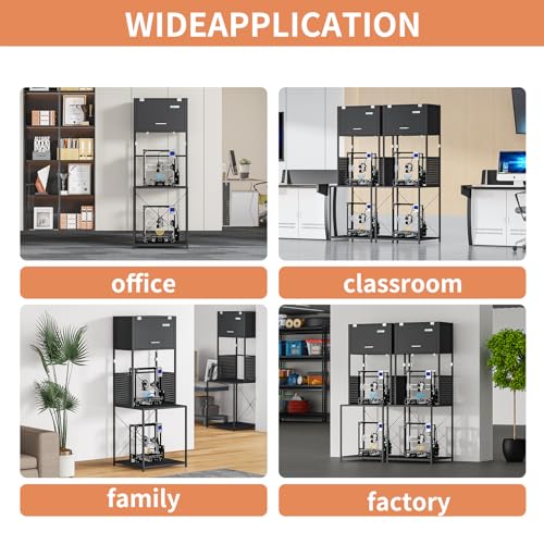 3D Printer Filament Storage Stand Rack with Dehumidifier| 3-Tier All-in-One Organizer with Tool Mounts, Dual Spool Holders | Compatible with Most 3D Printers (100LBlack) - color: 100lblack
