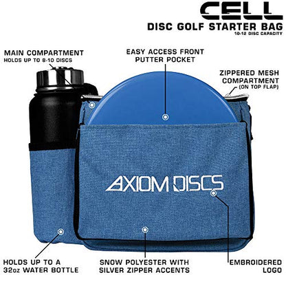 Axiom Discs Cell Disc Golf Starter Bag (Choose Your Favorite Color) - color: Heather Blue
