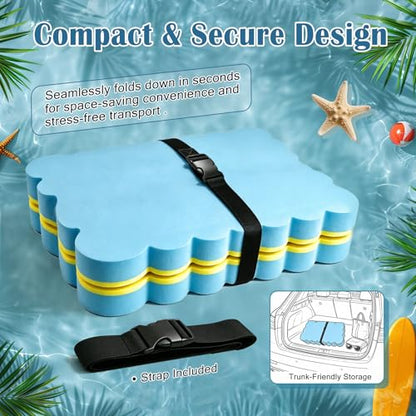 36" Foldable Floating Mahjong Table for Pool, 3-in-1 Foam Board Mat for Card Games, Scrabble, Dominoes, Waterproof Pool Mahjong Float Desk for Adults Summer Swimming Pool Party Tray