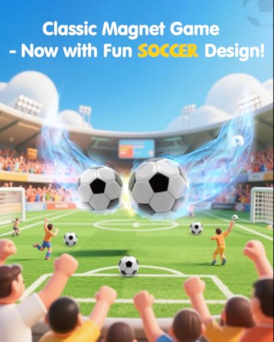 Soccer Magnetic Game with String & 20 Football-Shaped Stones – Fun Puzzle Strategy Games for Family Game Night, Party, Travel & Camping – 2 Player Games for Kids & Adults, Great Gift