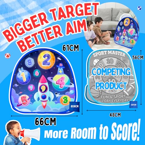 Grip Kids 2 in-1 Dinosaur and Spaceship-Themed 27-inch Bean Bag Toss Game Set for for 1-2 Players, Backyard Games, Family Party, Birthday, for Toddlers Ages 3 4 5 6 Year Old- Amazon Exclusive