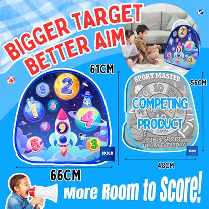 Grip Kids 2 in-1 Dinosaur and Spaceship-Themed 27-inch Bean Bag Toss Game Set for for 1-2 Players, Backyard Games, Family Party, Birthday, for Toddlers Ages 3 4 5 6 Year Old- Amazon Exclusive