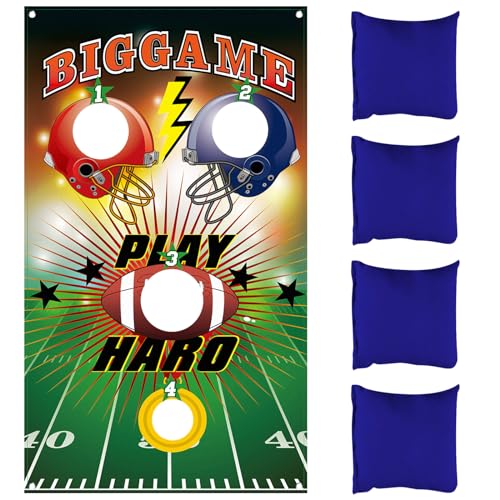 Blulu Football Toss Target Games Bean Bag Toss Game with 3 Bean Bags Football Party Decorations Indoor and Outdoor Party Game for Boys Adults Family Birthday Party Supplies