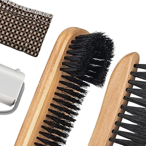 Billiards Table Cleaning Brush Set with Roller and Wooden Handle for Pool Table Maintenance- Brown 4PCS - color: Brown 4PCS