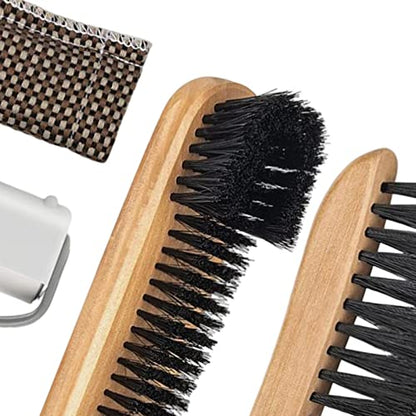 Billiards Table Cleaning Brush Set with Roller and Wooden Handle for Pool Table Maintenance- Brown 4PCS - color: Brown 4PCS