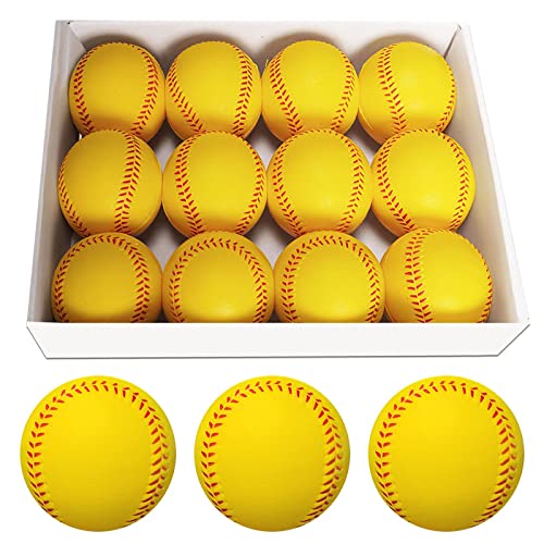 Soft Baseballs, Foam Training Baseball 12 Pack for Kids Regulation Size Foam Baseballs for Soft & Safe Throwing, Catching and Batting Practice - color: yellow foam baseball