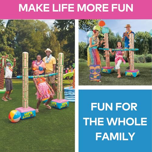 Fun Express Limbo Game for Kids and Adults, 5 Feet Tall Adjustable | 3-Piece Vinyl Kit, Carnival Games Set, Birthday Party Games, Outdoor Games for Pool Party, Luau Games & Field Day Activities