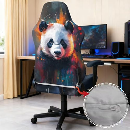 Stretchable Universal Computer Chair Cover with Armrest Covers Cool Panda Armchair Slipcovers High Back Rotating Gaming Chair Covers Protector 4PCS Package, Easy Installation - color: Cool Panda