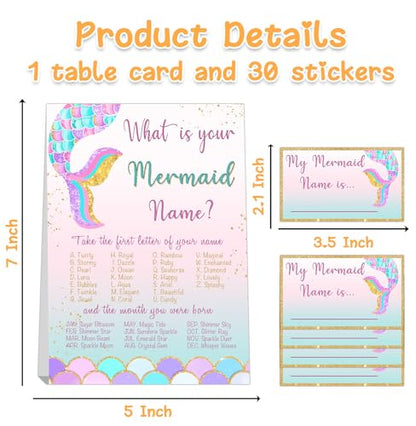 What's Your Mermaid Name, 1 Sign and 30 Name Stickers - style: Mermaid