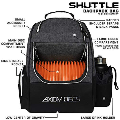 Axiom Discs Shuttle Disc Golf Backpack Bag (Choose Your Style and Color) - color: Black, style: Without Velcro Side Panel