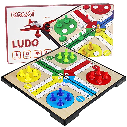 KIDAMI Ludo Magnetic Board Game Set, Children’s Family Ludo Learning Game for Kids and Adults（11.2X11.2 in ）