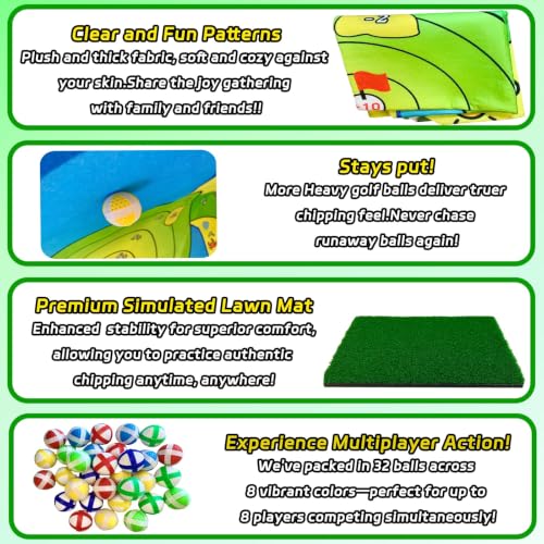 Golf Chipping Outdoor Game Set,Portable Battle Chipping Mat,Indoor Outdoor Sticky Golf for Adults and Junior Golfer Training Practise,Friends Family Yard Target Game