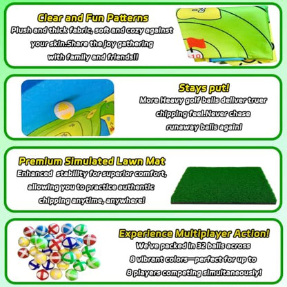 Golf Chipping Outdoor Game Set,Portable Battle Chipping Mat,Indoor Outdoor Sticky Golf for Adults and Junior Golfer Training Practise,Friends Family Yard Target Game
