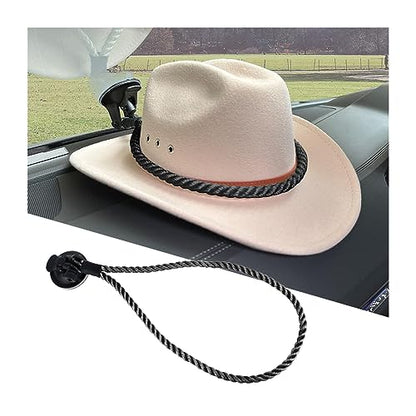 zipelo Hat Mounts for Car, Cowboy Hat Holder Rack with Suction Cup and Handmade Rope, Car Accessories, Universal Cowboy Hat Hanger for SUV Truck Vehicle Home, Keeps Your Hat On The Dash (Black) - color: Black