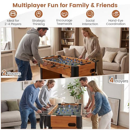 Goplus Foosball Table, 47" Competition Full Size Soccer Game Table with 22 Players, 2 Balls, Home Arcade Football Table Set for Adults, Family Nights, Game Rooms, Parties - color: Natural
