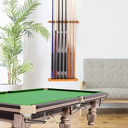 GSE Games & Sports Expert 2-Piece 6/8/12 Billiard Pool Cue Rack Wall Mounted Holders, Billiard Cue Sticks Wall Rack Set - style: 8 Cue - Oak