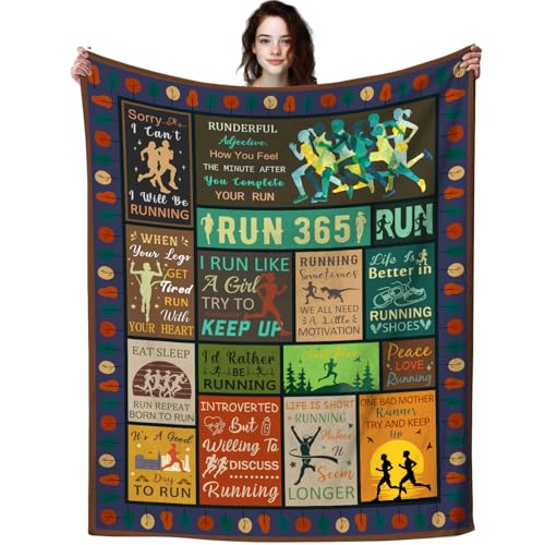 Running Blanket Cross Country Running Gifts for Women Girls,Run Decor Stuff Outdoor Throw Blankets,Sports Theme Gifts for Adults Men Runners 80"x60" - color: Running, size: 80"x60"