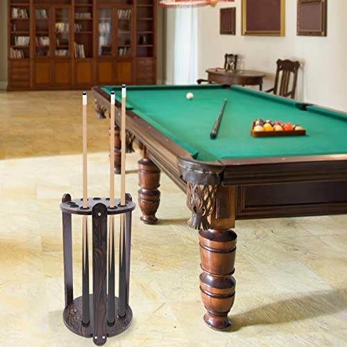 9-Hole Billiard Cue Stick Rack, Wood Multifunctional Pool Stick Stand Holder, Floor Standing Pool Cue Rack for Billiard Room Game Room Club Pool Table Accessories Holds