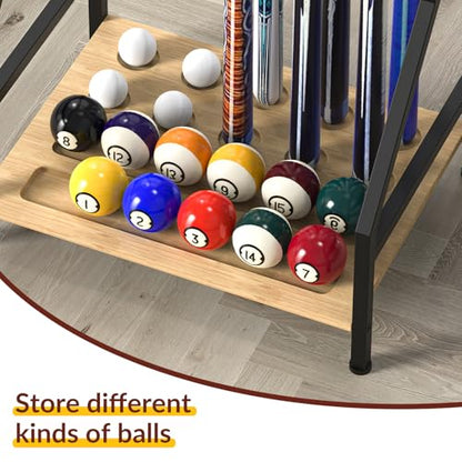 YBING Pool Stick Holder - Pool Cue Stand Hold up to 10 Cues Sticks Billiard Pool Cue Holder Cue Stick Rack Pool Table Accessories for Game Room Billiard Clubs, Natural Bamboo - color: Natural Bamboo