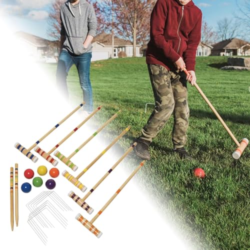 Croquet Set for 6 Players Lawn Croquet Game Set, Premium, Six Player Croquet Set