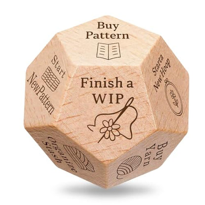 Quilter's Dice, Handmade Wooden Quilting Decision Dice with 12 Engraved Sewing Tasks, Fun Quilting Motivation Tool for Quilters, Sewists & Craft Lovers, Easter Basket Stuffers - style: Quilter's Dice