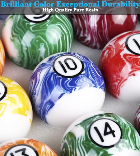 JAPER BEES Billiard Ball/Pool Ball Set Complete 16balls 2-1/4" Regulation Size&Weight Resin Ball - style: Marble White
