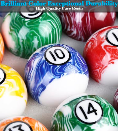 JAPER BEES Billiard Ball/Pool Ball Set Complete 16balls 2-1/4" Regulation Size&Weight Resin Ball - style: Marble White