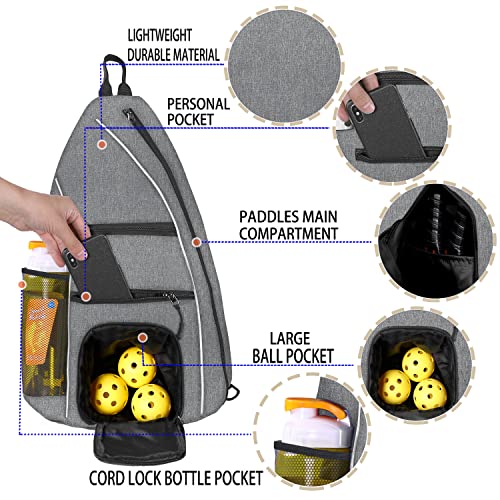 Pickleball Bag - Pickleball Bags for Women Men - Pickleball Backpack - Travel Pickleball Paddle Case, Pickle Ball Bag for Pickleball Paddle Tennis Racket, Protable Pickleball Sling Bag - color: Gray