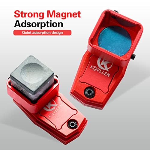 KONLLEN Magnetic Pool Chalk Holder Aluminum Alloy Belt Clip | Portable design, durable metal construction, quick access,metal cue chalk case for pool, snooker and carom - color: Red