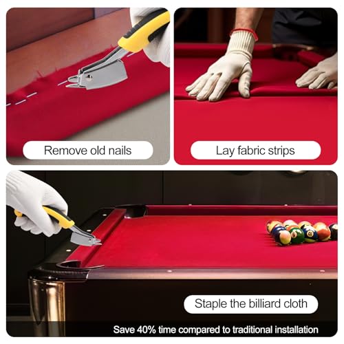 STRONGBERRY Pre-Cut Pool Table Felt Replacement Kit - 8ft Billiard Cloth w/Gloves, Strips & Tools, Felt for Pool Tables - color: RED