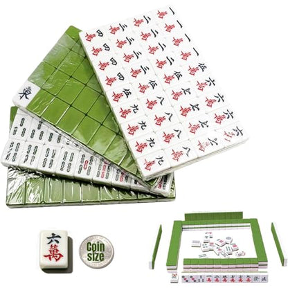 Mini Chinese Mahjong Set - 144pcs Traditional Travel Game with Case, Portable Small Mahjong for Beginners - Travel Mahjong Set (0.94 × 0.67 × 0.47) - size: 0.94 × 0.67 × 0.47-Mini Chinese Mahjong Set