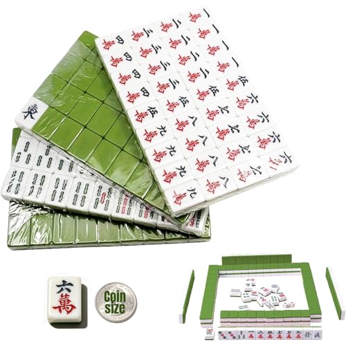 Mini Chinese Mahjong Set - 144pcs Traditional Travel Game with Case, Portable Small Mahjong for Beginners - Travel Mahjong Set (0.94 × 0.67 × 0.47) - size: 0.94 × 0.67 × 0.47-Mini Chinese Mahjong Set