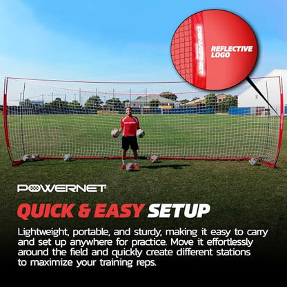 PowerNet Soccer Goal for Backyard, 3Mx2M / 6x4 / 8x4 / 12x6 / 14x7 /18.5x6.5 / 21x7 / 24 x 8 Portable Soccer Net, Sports & Outdoors Training Equipment, Quick Setup 1 Goal & Zipper Storage Bag - style: 21 x 7 FT