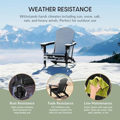 WestinTrends Malibu HDPE Outdoor Patio Folding Poly Adirondack Chair, Black - color: Black, size: 1 Chair