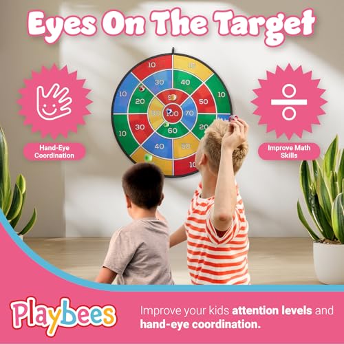 Playbees Large Dart Board for Kids 29" – Sticky Ball Dart Game for Boys & Girls – Indoor/Outdoor Safe Hanging Dartboard – Fun for Ages 3–12 – Perfect Christmas