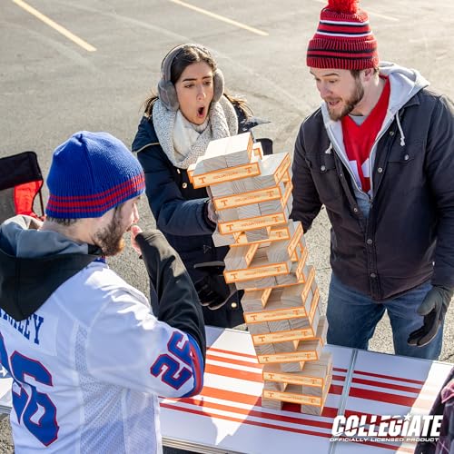 Wild Sports NCAA Giant Stacking Wooden Blocks – Tumbling Tower Classic Family Game Stacks Over 5 ft. High – Great Gift for Any College Football Fan!