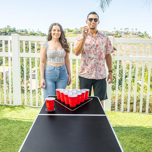 GoPong 8 Foot Portable Beer Pong/Tailgate Tables (Black, Football, American Flag, or Custom Dry Erase) - color: Black